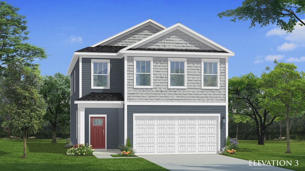 Representative exterior photo of a completed home built from the Jasmine by DRB Homes in Oakmont Manor, Oxford, NC (Image 21).