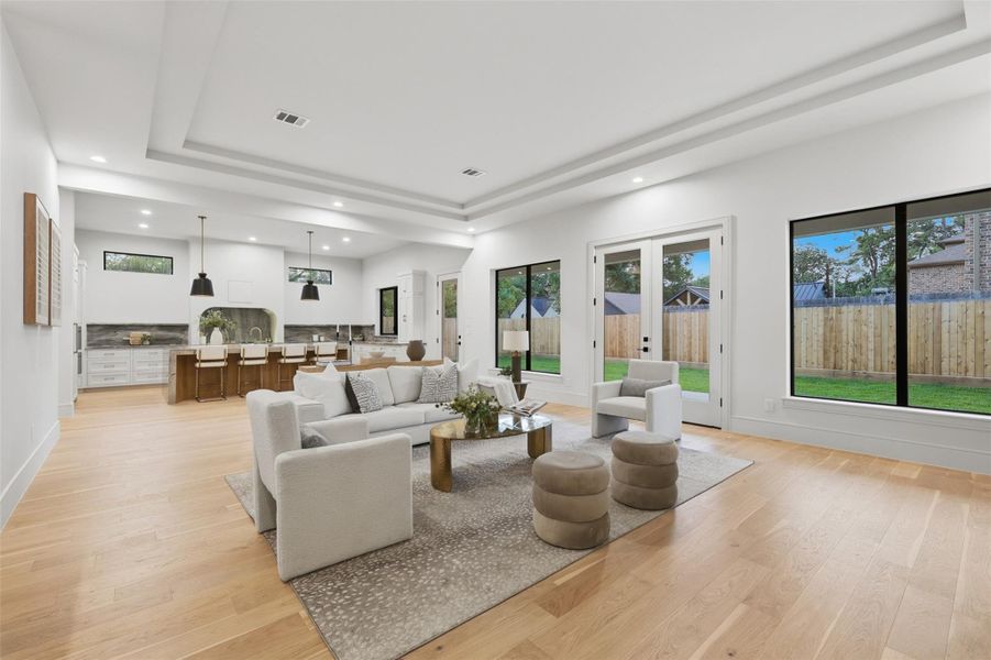 Living room is large and can host many guest