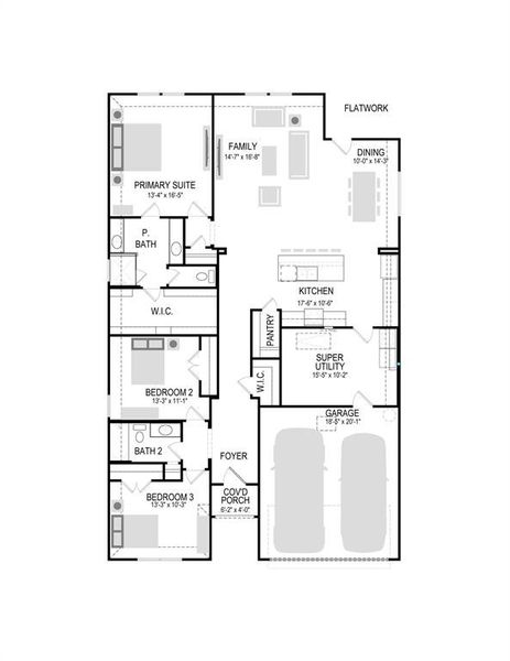 2D floor plan layout of this home in Dove Hollow, Waxahachie, TX (Image 4).