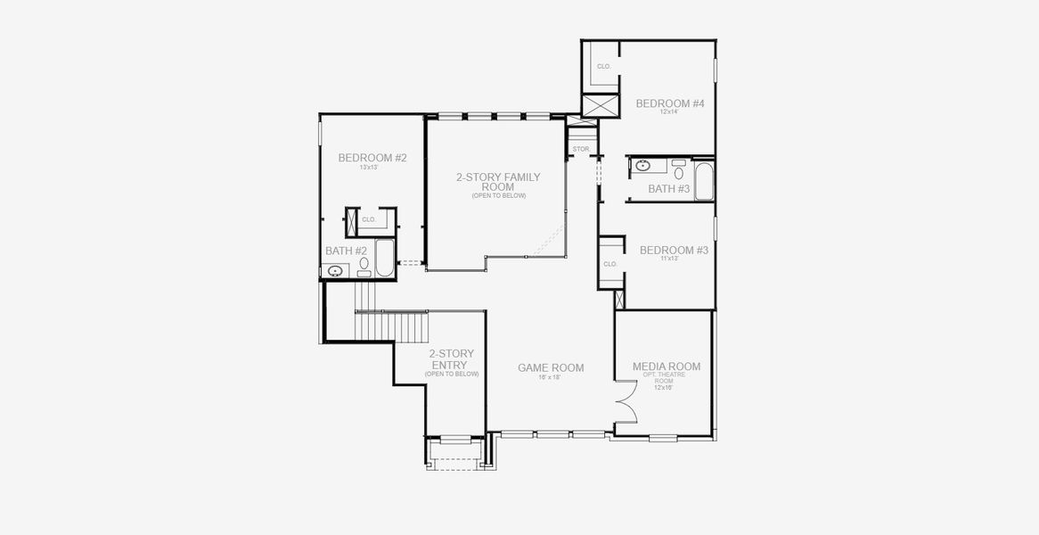 2D floor plan layout for the 3550W by Perry Homes in Sienna, Missouri City, TX (Image 4).