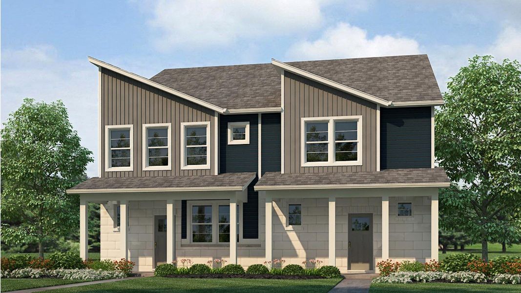 Representative exterior photo of a completed home built from the Augusta by D.R. Horton in Horizon Uptown, Aurora, CO (Image 5).