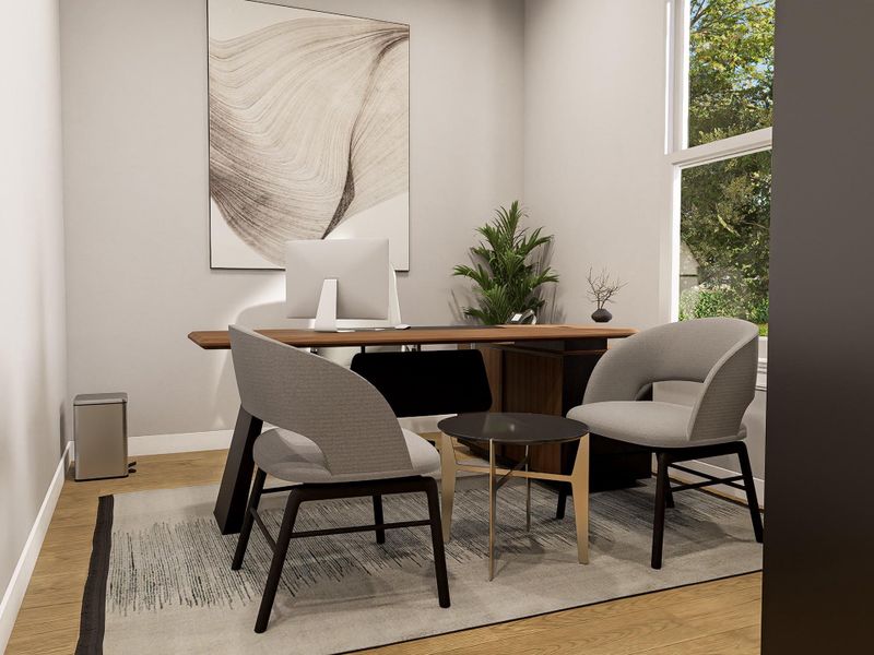 Endless possibilities: this downstairs flex space is designed to fit your needs, today and tomorrow. Image depicts artist's rendering. Colors and selections my vary from the final product. See New Home Consultant for details.