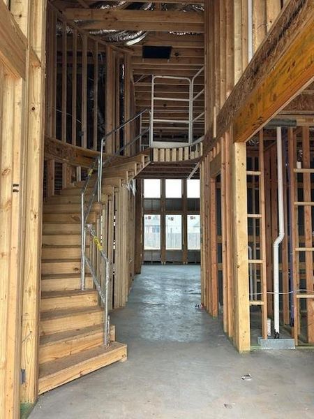 Circular staircase in progress.