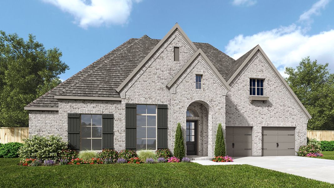 Representative exterior photo of a completed home built from the 619A by Britton Homes in Walsh, Aledo, TX (Image 1). Representative exterior photo of a completed home built from the 619A by Britton Homes in Walsh, Aledo, TX (Image 1).