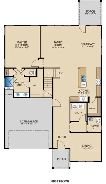 2D floor plan layout for the Driftwood by Pacesetter Homes in Orchard Ridge, Liberty Hill, TX (Image 2). 2D floor plan layout for the Driftwood by Pacesetter Homes in Orchard Ridge, Liberty Hill, TX (Image 2).