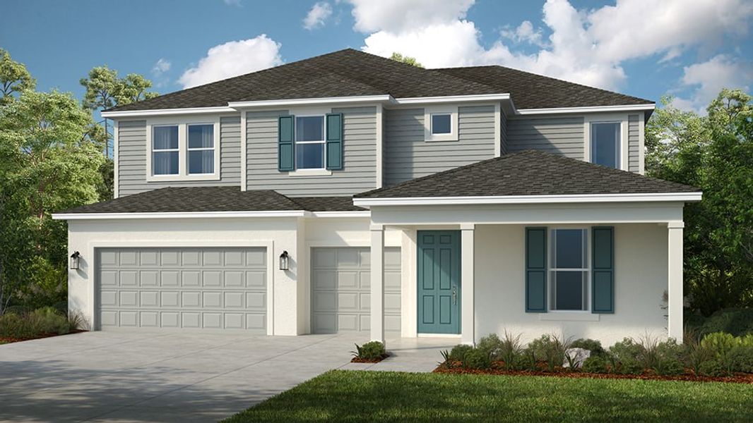 Representative exterior photo of a completed home built from the Nantucket by Taylor Morrison in Esplanade at McKinnon Groves, Winter Garden, FL (Image 4).