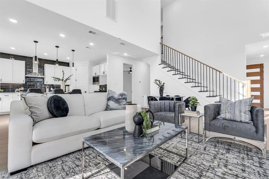 Living room with ceiling fan