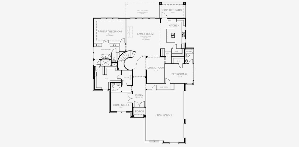 2D floor plan layout for the 3786A by Perry Homes in Bristol Valley, Rockwall, TX (Image 3).