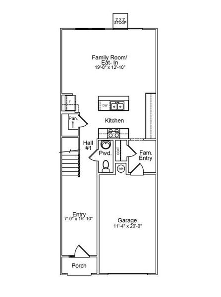 2D floor plan layout for the Dahlia - Genesis Value Collection by Mungo Homes in Ryder Park, Charlotte, NC (Image 3).