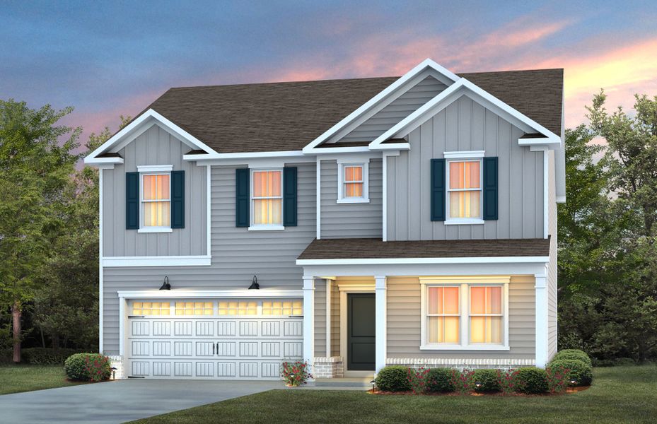 Representative exterior photo of a completed home built from the Hampton by Pulte Homes in Cambria, Garner, NC (Image 18).