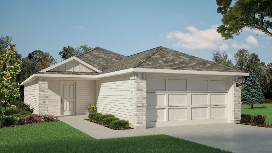 Front exterior of a new home in Deer Meadows, Odessa, TX, highlighting curb appeal (Image 2).