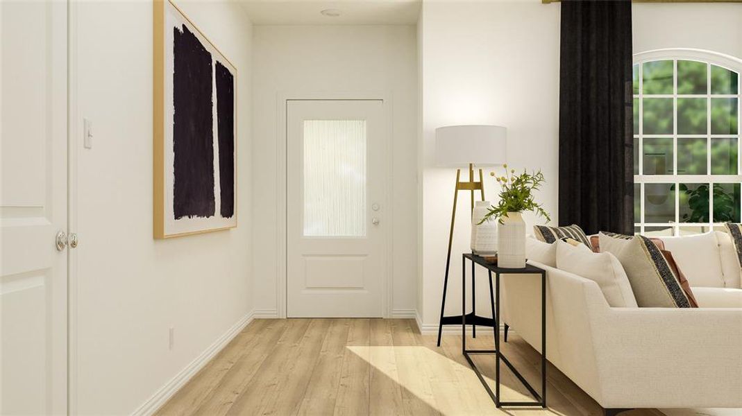 Entryway featuring light wood-type flooring