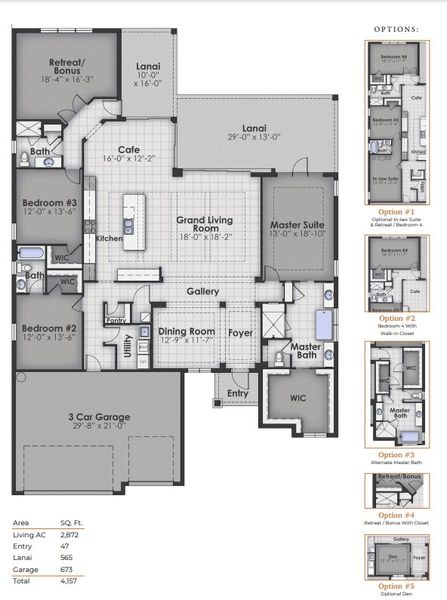 2D floor plan layout for the Edgewater by Sam Rodgers Homes in Gran Place, Venice, FL (Image 4).