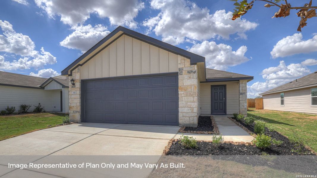 Front exterior of a new home in Lantana, Lockhart, TX, highlighting curb appeal (Image 1). Front exterior of a new home in Lantana, Lockhart, TX, highlighting curb appeal (Image 1).