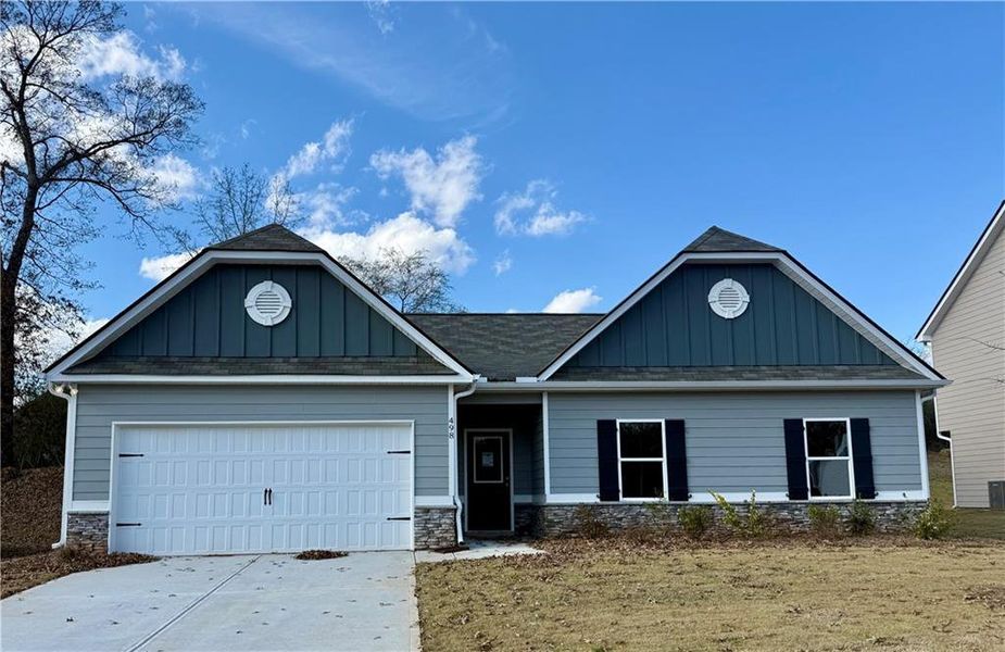 Front exterior of a new home in , Villa Rica, GA, highlighting curb appeal (Image 1).