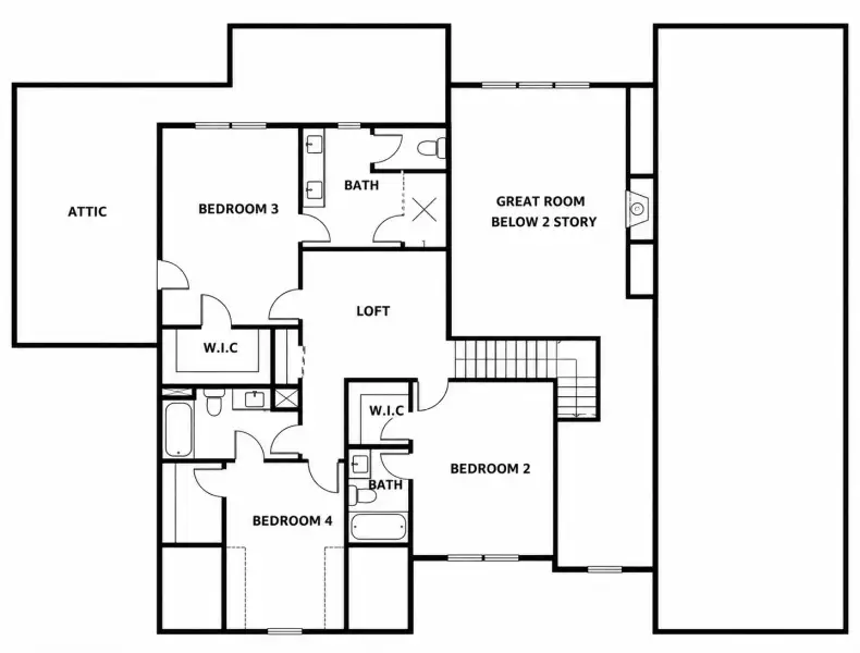 2D floor plan layout for the Milton - 19444 by Dream Finders Homes in Liberty North, Fayetteville, GA (Image 3).