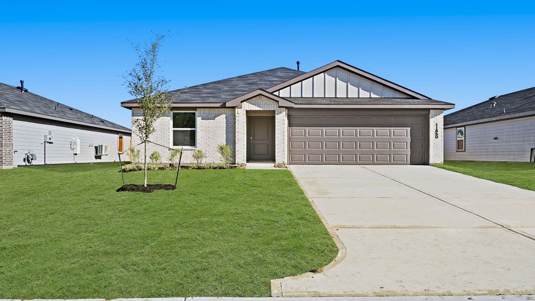 Representative exterior photo of a completed home built from the Baylor by D.R. Horton in Lexington Heights, Willis, TX (Image 19). Representative exterior photo of a completed home built from the Baylor by D.R. Horton in Lexington Heights, Willis, TX (Image 19).