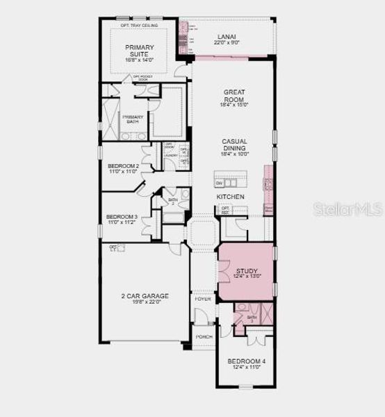 Structural options added include: gourmet kitchen, outdoor kitchen, tray ceiling, study with french doors, shower at bath 3, pocket sliding doors at great room.