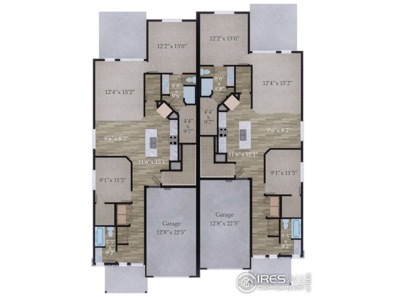 2D floor plan layout of this home in Wilson Commons, Loveland, CO (Image 1).