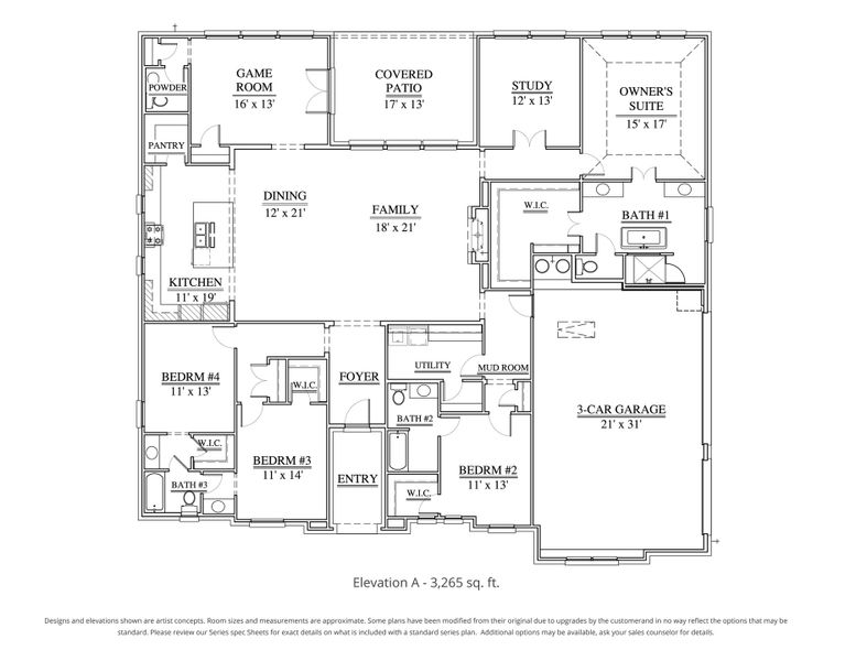 2D floor plan layout of this home in Rolling Creek Ranch, Aledo, TX (Image 5).