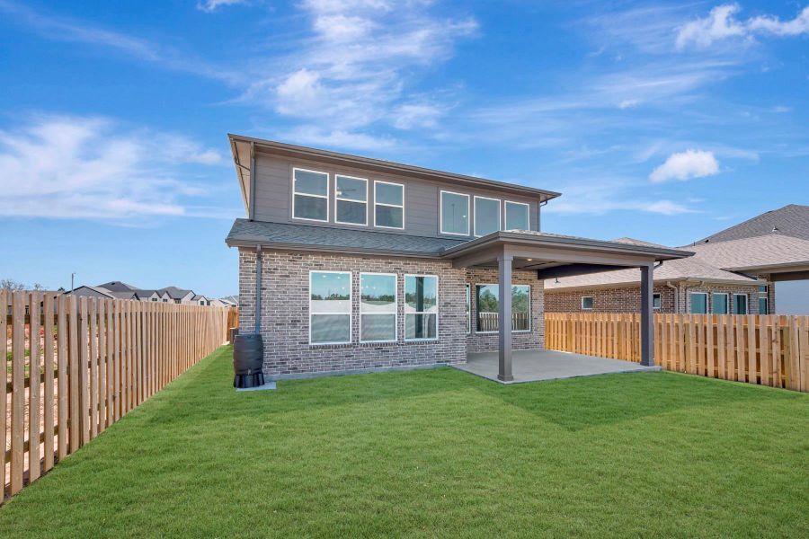 Exterior details and patio area of a home in COLTON - Reserve Collection, Todd Mission (Image 26).