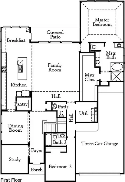2D floor plan layout of this home in Wolf Ranch, Georgetown, TX (Image 3).