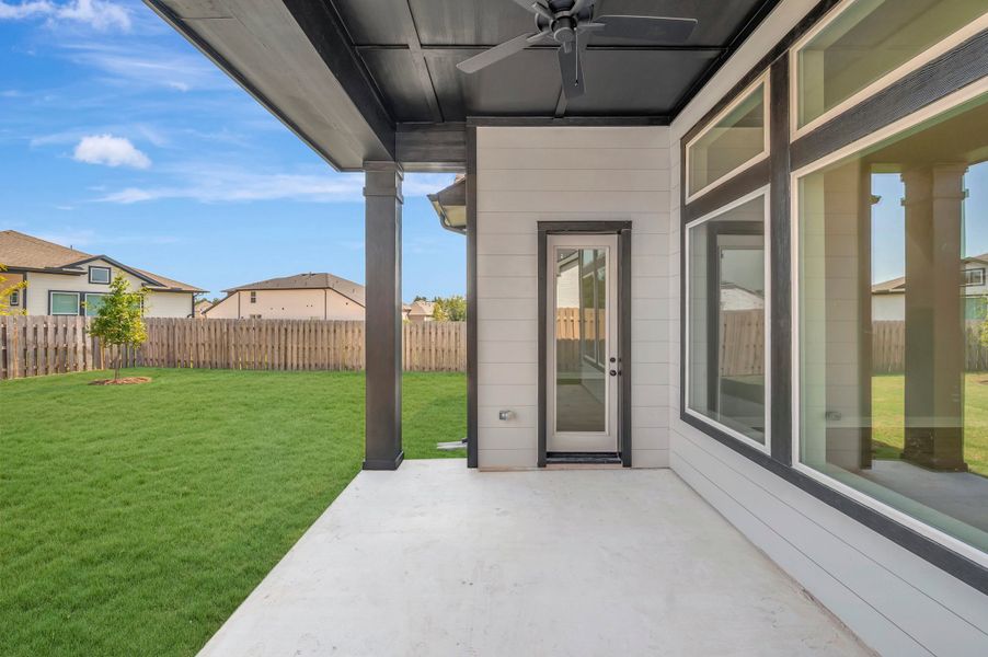 Exterior details and patio area of a home in COLTON - Reserve Collection, Todd Mission (Image 4).