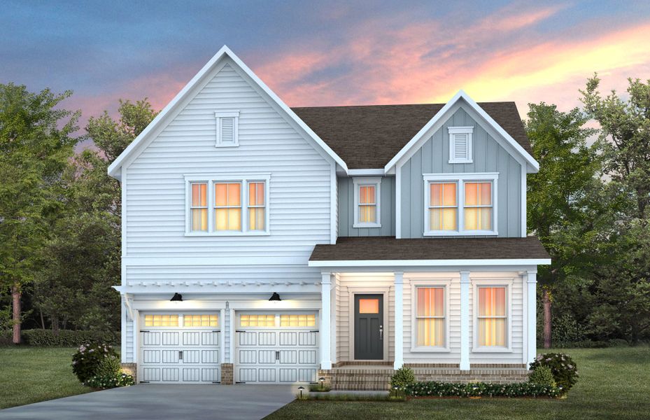 Representative exterior photo of a completed home built from the Stonebrook by Pulte Homes in The Preserve at Marks Creek, Knightdale, NC (Image 25). Representative exterior photo of a completed home built from the Stonebrook by Pulte Homes in The Preserve at Marks Creek, Knightdale, NC (Image 25).