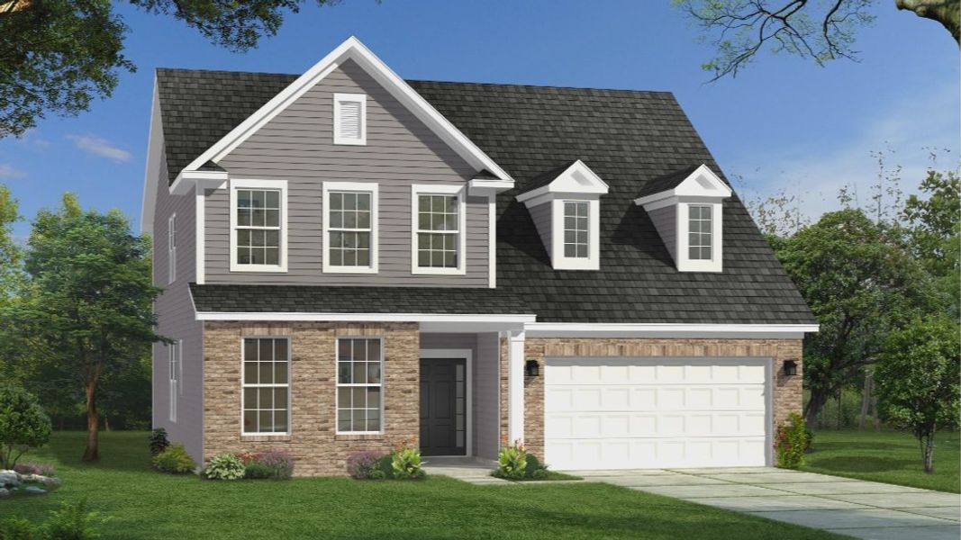 Representative exterior photo of a completed home built from the Drayton by DRB Homes in The Wilds at Cedar Mountain, Asheville, NC (Image 22).