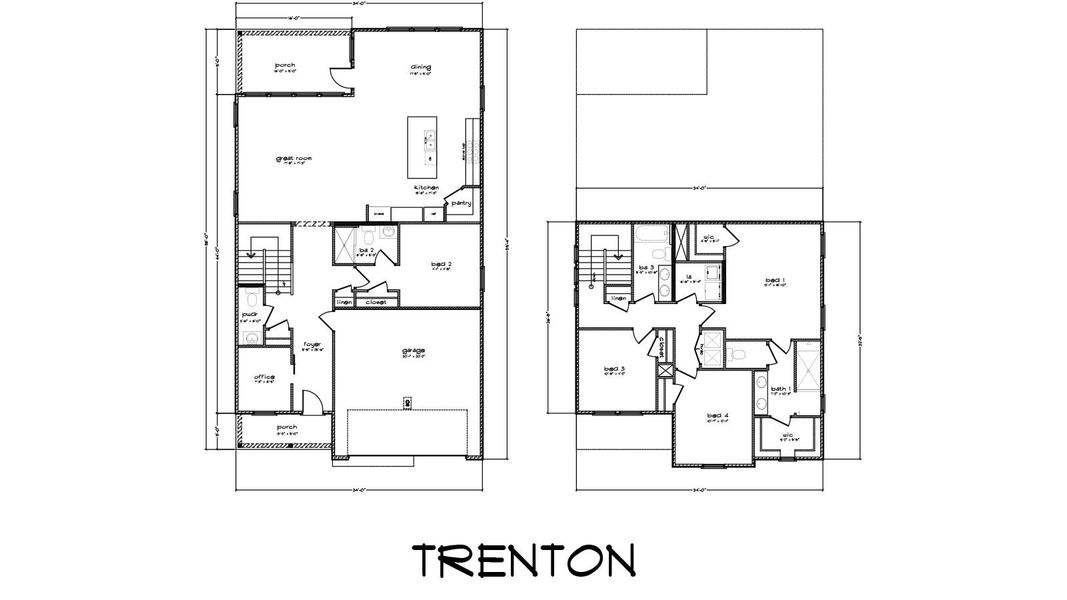 2D floor plan layout for the Trenton by D.R. Horton in Parkside, Santa Rosa Beach, FL (Image 5).