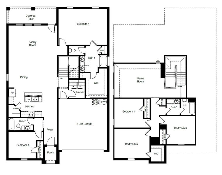 2D floor plan layout for the ROSEMONT by D.R. Horton in Homestead at Parks Bell Ranch, Odessa, TX (Image 7).