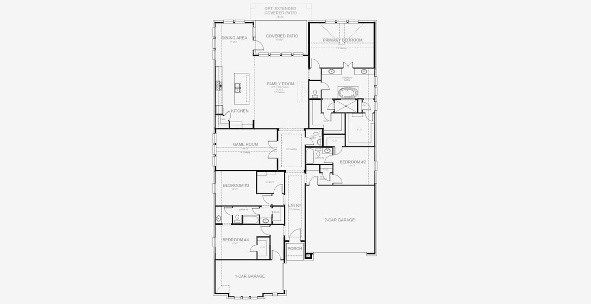2D floor plan layout for the 2885W by Perry Homes in Sienna 60', Missouri City, TX (Image 4). 2D floor plan layout for the 2885W by Perry Homes in Sienna 60', Missouri City, TX (Image 4).
