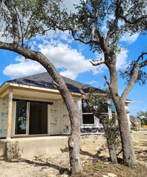 Front exterior of a new home in Woodside, Georgetown, TX, highlighting curb appeal (Image 17). Front exterior of a new home in Woodside, Georgetown, TX, highlighting curb appeal (Image 17).