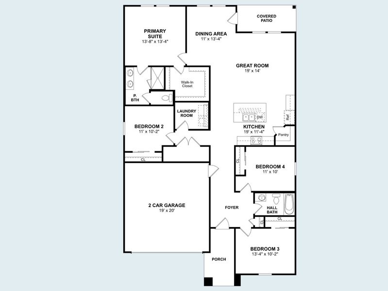 2D floor plan layout of this home in Rolling Ridge, Van Alstyne, TX (Image 3). 2D floor plan layout of this home in Rolling Ridge, Van Alstyne, TX (Image 3).