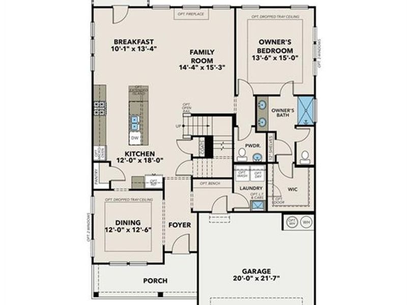 2D floor plan layout of this home in Wehunt Meadows, Hoschton, GA (Image 1).