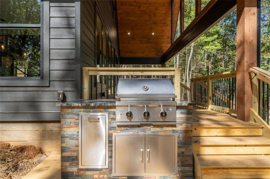Exterior details and patio area of a home in , Ellijay (Image 40).