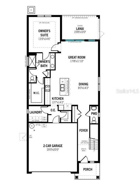 2D floor plan layout of this home in Sanderling, Palmetto, FL (Image 3).