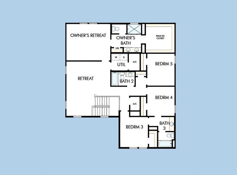 2D floor plan layout for the The Dragonfly by David Weekley Homes in The Preserve at Laurelton – The Canopy Collection, Green Cove Springs, FL (Image 4).
