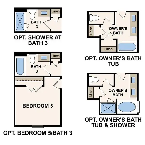 Detailed schematic diagram highlighting optional bathroom and bedroom layout configurations.