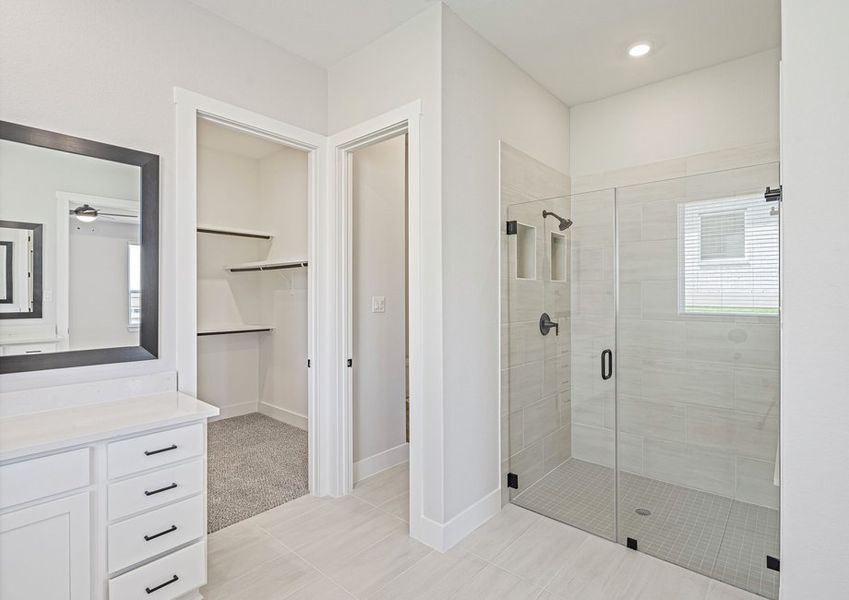 The master bathroom has a large walk-in, glass shower. The master bathroom has a large walk-in, glass shower.