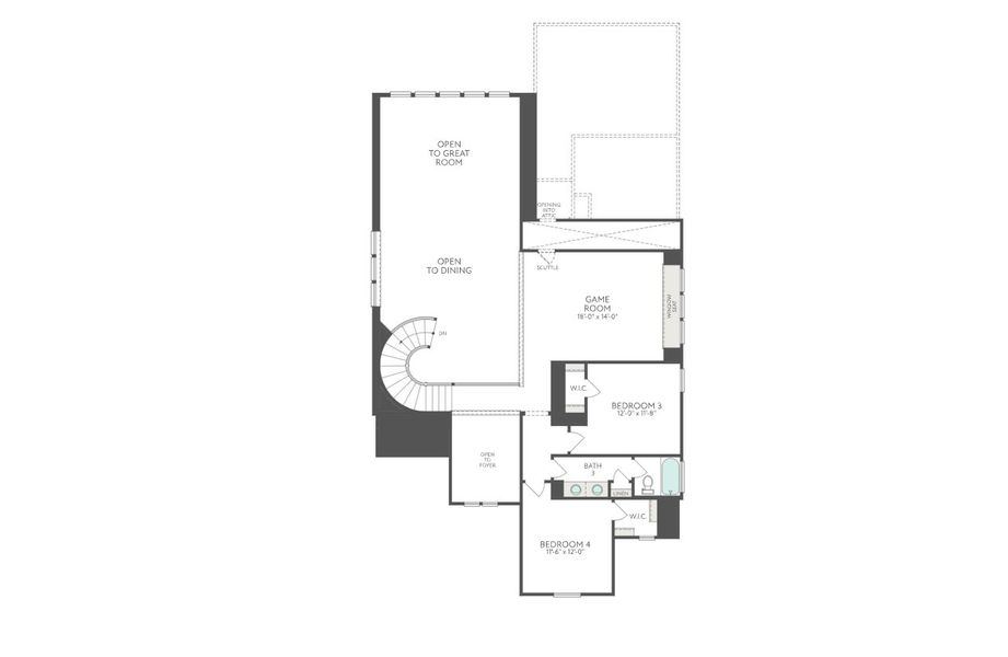 2D floor plan layout for the Downy by Tri Pointe Homes in Oakhill Reserve 50’, Tomball, TX (Image 4).