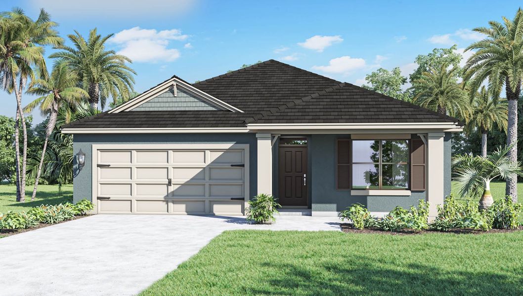 Representative exterior photo of a completed home built from the Cali by D.R. Horton in Fox Branch, Lakeland, FL (Image 22). Representative exterior photo of a completed home built from the Cali by D.R. Horton in Fox Branch, Lakeland, FL (Image 22).