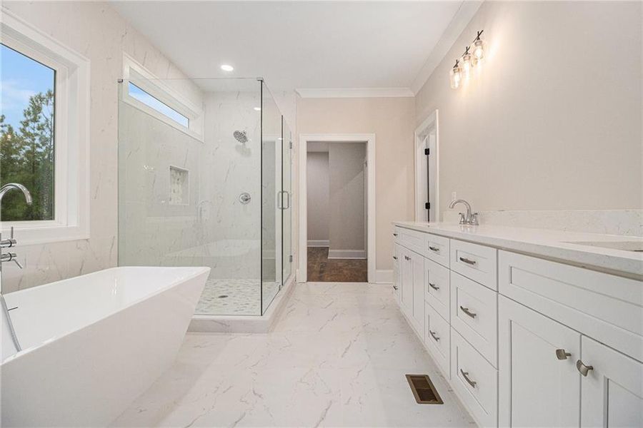 Furnished interior view inside a new home in , White (Image 21).