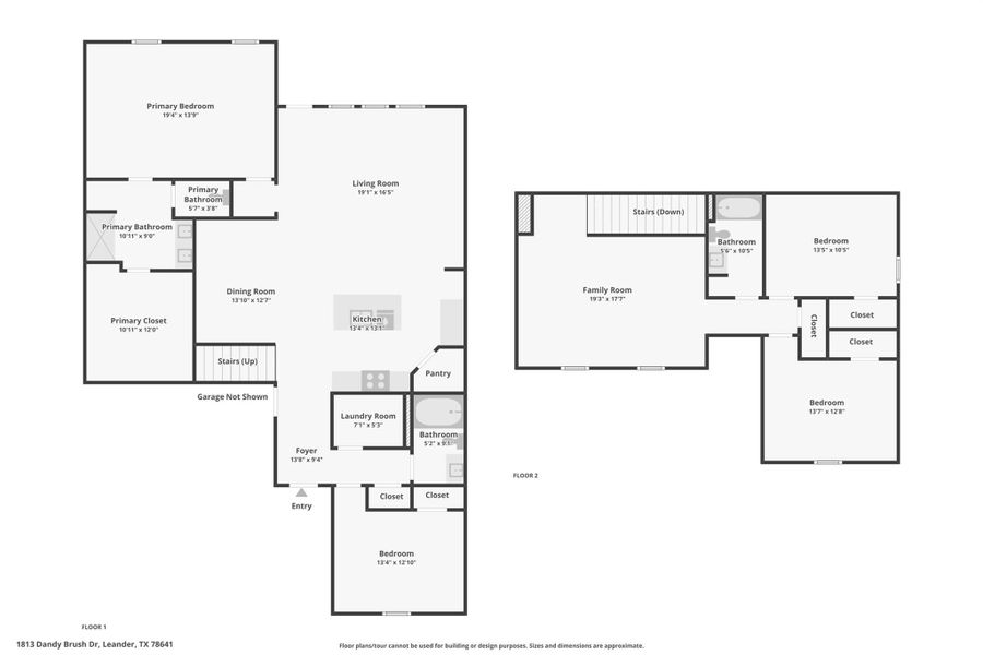 2D floor plan layout of this home in Bar W Ranch, Leander, TX (Image 4). 2D floor plan layout of this home in Bar W Ranch, Leander, TX (Image 4).