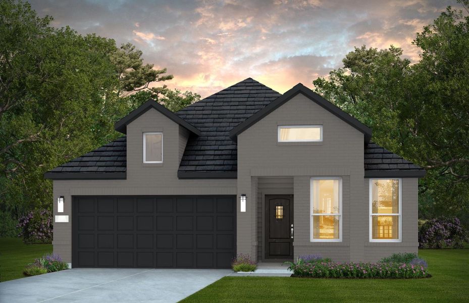 Representative exterior photo of a completed home built from the Fox Hollow by Pulte Homes in Montgomery Bend, Montgomery, TX (Image 15). Representative exterior photo of a completed home built from the Fox Hollow by Pulte Homes in Montgomery Bend, Montgomery, TX (Image 15).