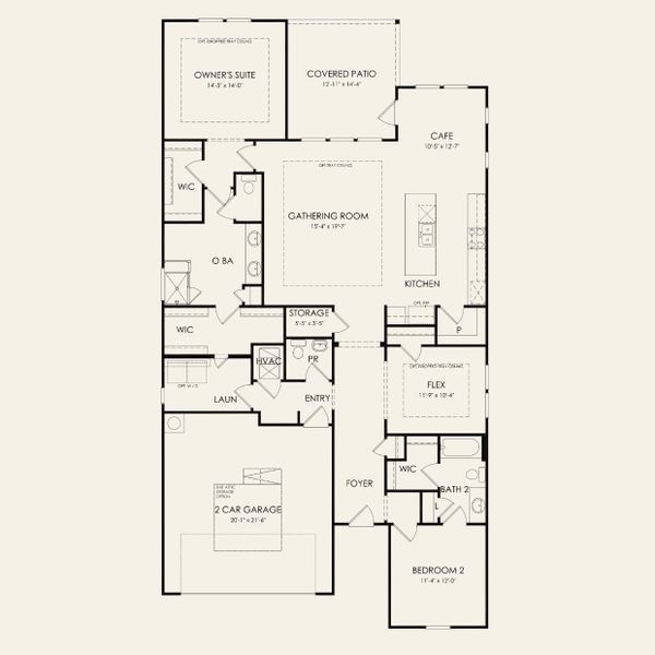 2D floor plan layout for the Prestige by Del Webb in Sun City Texas, Georgetown, TX (Image 5).