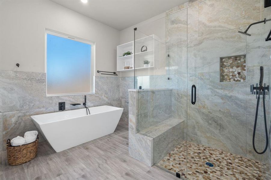 Walk in shower and tub.