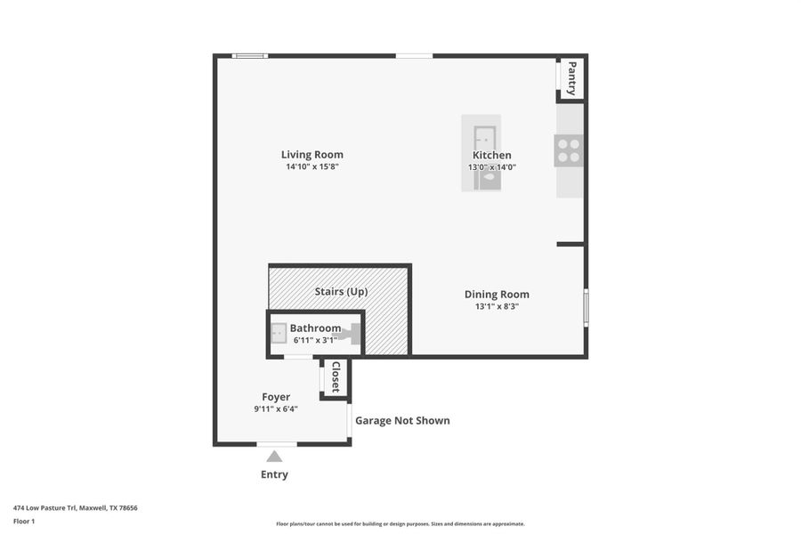 2D floor plan layout of this home in Sunset Oaks, Maxwell, TX (Image 5).