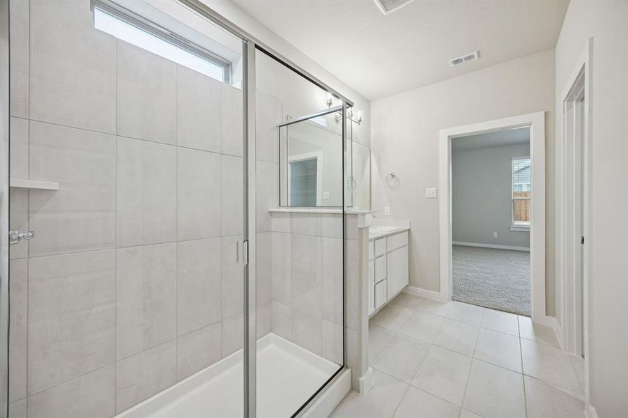 Primary Bathroom in the Stanley II home plan by Trophy Signature Homes – REPRESENTATIVE PHOTO