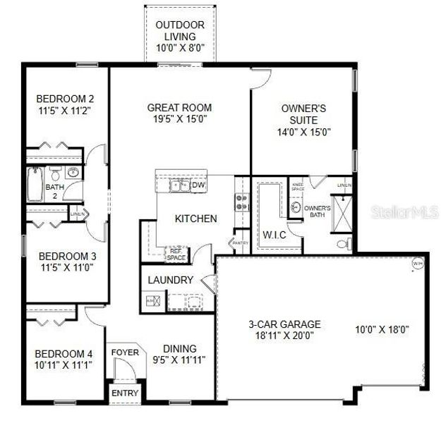 2D floor plan layout of this home in Citrus Springs, Citrus Springs, FL (Image 2).